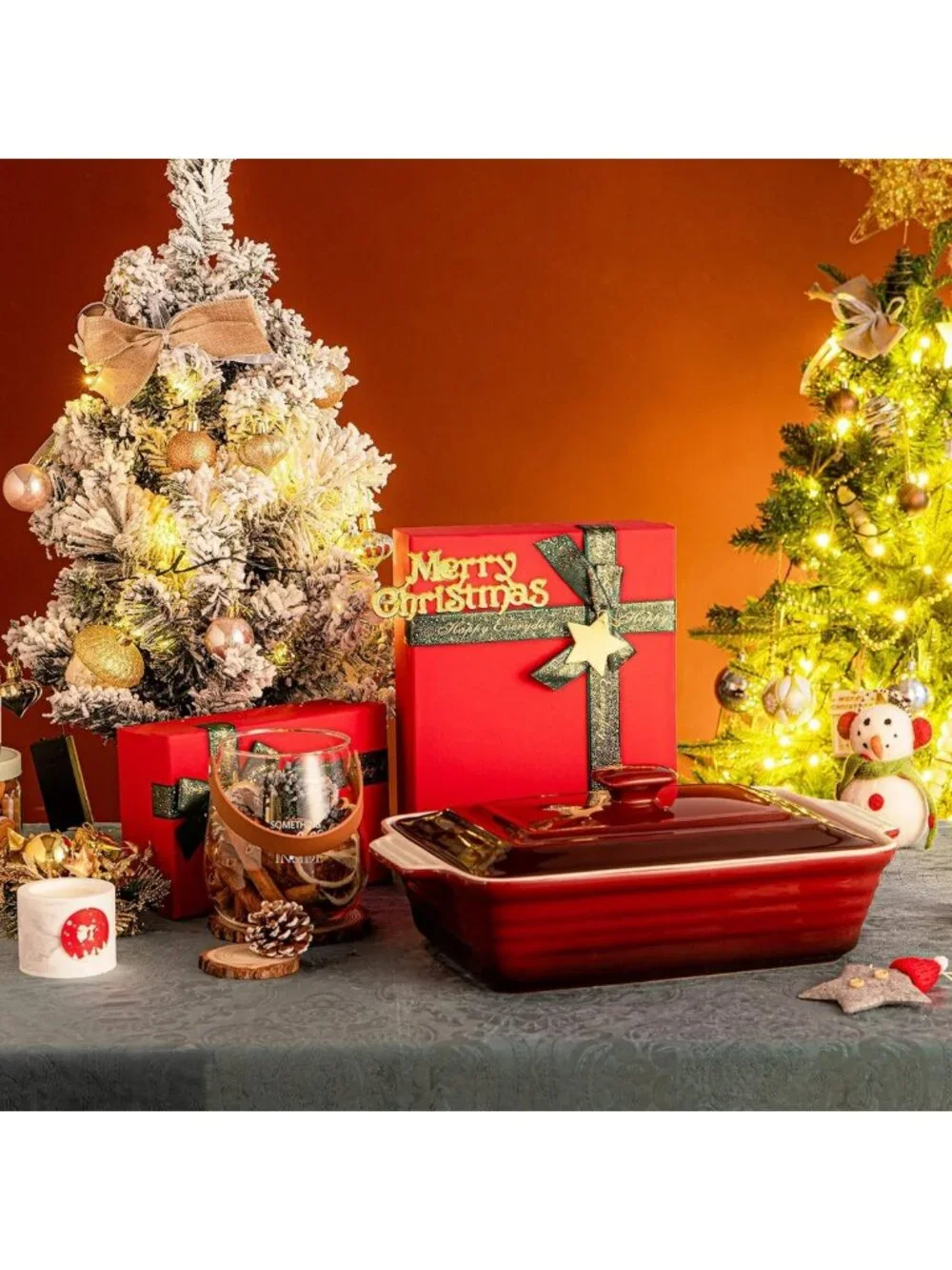 4.5 Quart Ceramic Casserole Dish with Lid - Oven & Microwave Safe Bakeware for